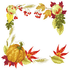 Fototapeta premium Decorative Vector frame for harvest season and Thanksgiving day