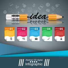 Pencil, education, idea icon Business infographic Vector eps 10