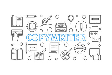 Copywriter vector outline illustration or banner