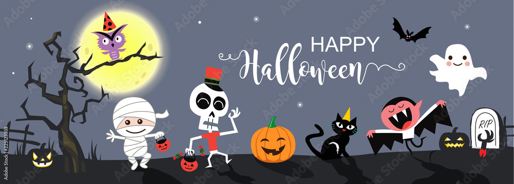 Wall mural happy halloween greetings template vector. vector illustration.