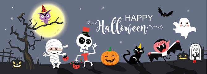 Happy Halloween greetings template vector. Vector illustration.