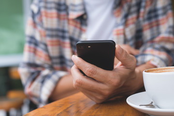 Man using smartphone