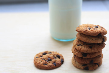 chocolate chip cookies and milk