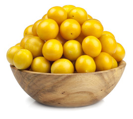 Cherry plum isolated on white, top view