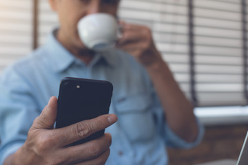 Man using smartphone