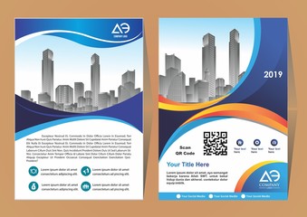 A modern business cover brochure layout with shape vector illustration
