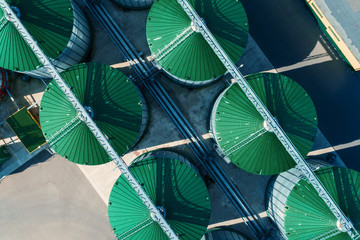 A modern granary. View of grain silos from above © nordroden