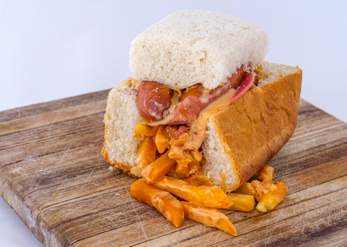 Kota - a basic South African popular township street food image with copy space in landscape format