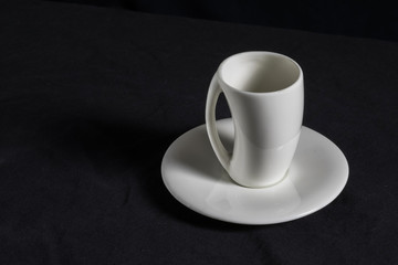  espresso coffee cup on dark background , everyday morning drink banner concept