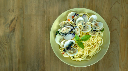 Clams pasta seafood dish