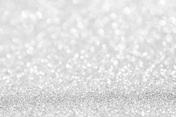 abstract background white Silver lights on christmas bokeh
