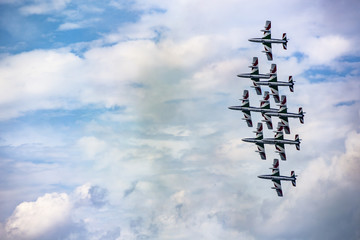 Group of airplanes in the sky