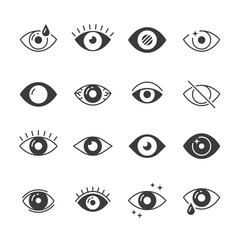 Eye icons. Human eyes, vision and view signs. Visible, sleep and observe vector symbols