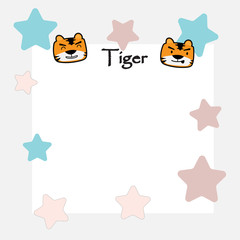 Cute tiger memo, wallpaper, background