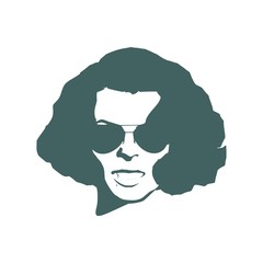 Portrait of surprised woman with open mouth in black sunglasses. Retro hairstyle.