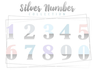 Silver numbers collection of vector ilustration on white background