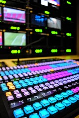 Equipment in outside broadcasting van.