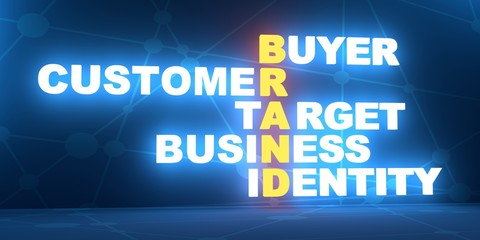 Acronym Brand. 3D rendering. Neon bulb illumination