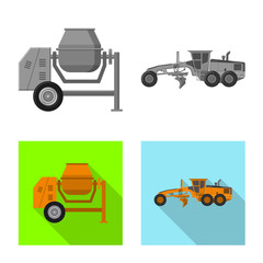 Vector design of build and construction icon. Set of build and machinery stock vector illustration.
