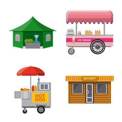 Vector illustration of market and exterior logo. Collection of market and food vector icon for stock.