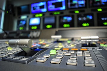 Equipment in outside broadcasting van.