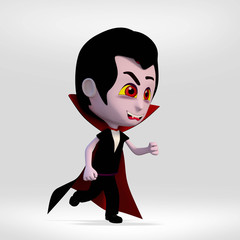 Halloween, boy dressed vampire running