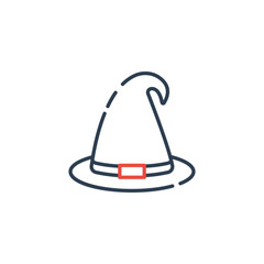 witch or wizard hat, Halloween related icon. Line art vector