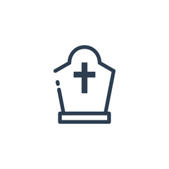Obraz premium Halloween Grave icon. Tombstone and cross icon. Line art vector 