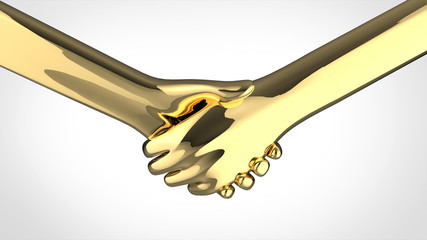 黄金の握手　白背景