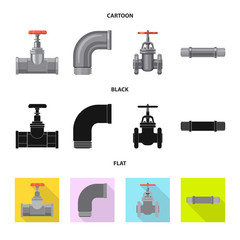 Vector design of pipe and tube sign. Set of pipe and pipeline stock vector illustration.
