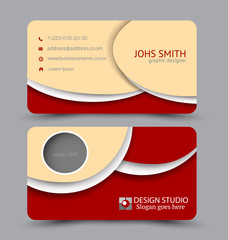 Business card. Design set template for company corporate style. Vector illustration. Red and orange color.