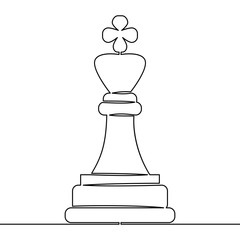 Continuous line drawing Chess pieces king Vector