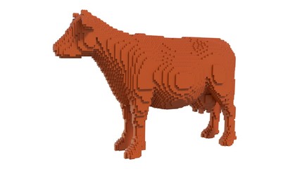 Cow from plastic blocks