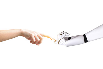 Human hand and robot hand system concept Integration and coordination of intellectual technology..