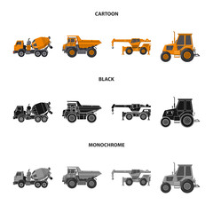 Vector illustration of build and construction symbol. Set of build and machinery stock symbol for web.