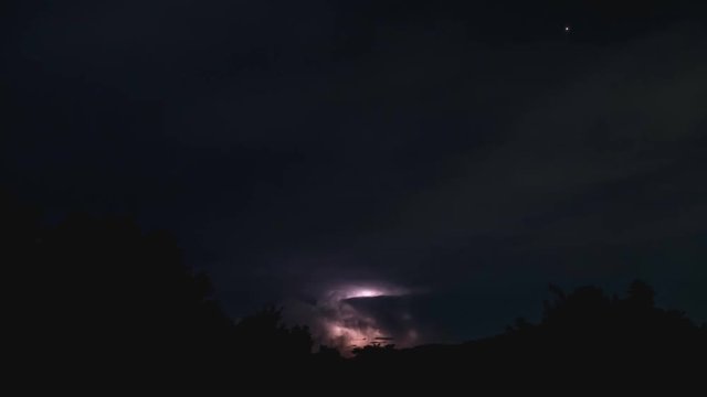 Time lapse of  thunderstorm at night
