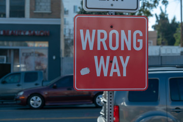 wrong way sign