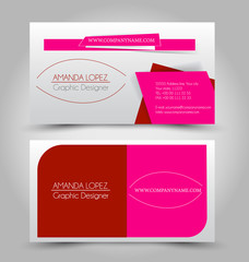 Business card set template. Red and pink color. Corporate identity vector illustration.