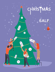 Fototapeta na wymiar Vertical Banner for Christmas sale.