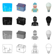 Isolated object of electricity and electric logo. Collection of electricity and energy vector icon for stock.