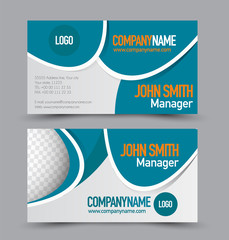 Business card template design. Corporate identity style. Editable vector illustration. Orange and blue color.