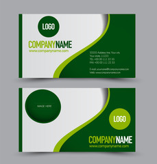 Business card template design. Corporate identity style. Editable vector illustration. Green color.