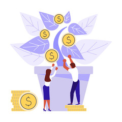 Business people plant a money tree