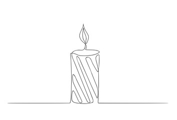 Aromatic candle on the white background, one continuous line, black outline art, minimalism style, vector element
