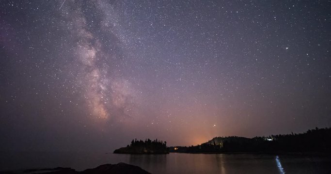 Milky Way Timelapse on Lake Superior - Ellington Island