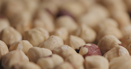 closeup roasted hazelnuts background