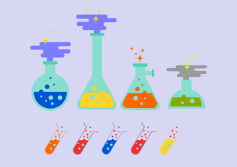 test tube and science tool in laboratory, vector illustration.