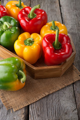 Colorful green , red and yellow peppers