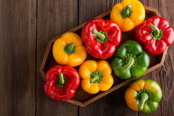 Colorful green , red and yellow peppers