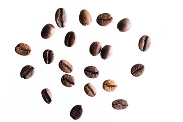Isolated coffee beans on white background